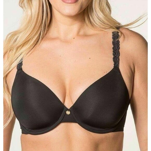 🆕NATORI Pure Luxe Full Underwire T-Shirt Bra 34G Black #732080 - Picture 2 of 11